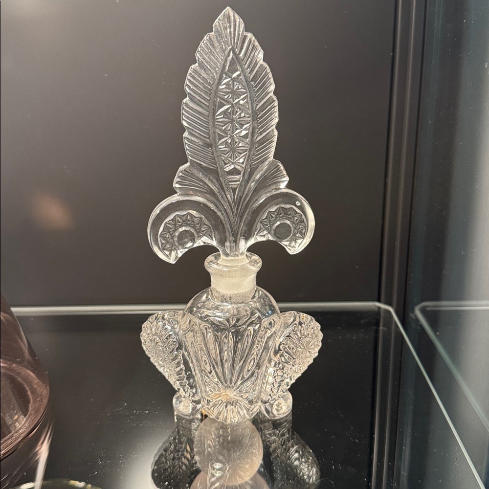 Vintage Art Deco Clear Glass Perfume Bottle